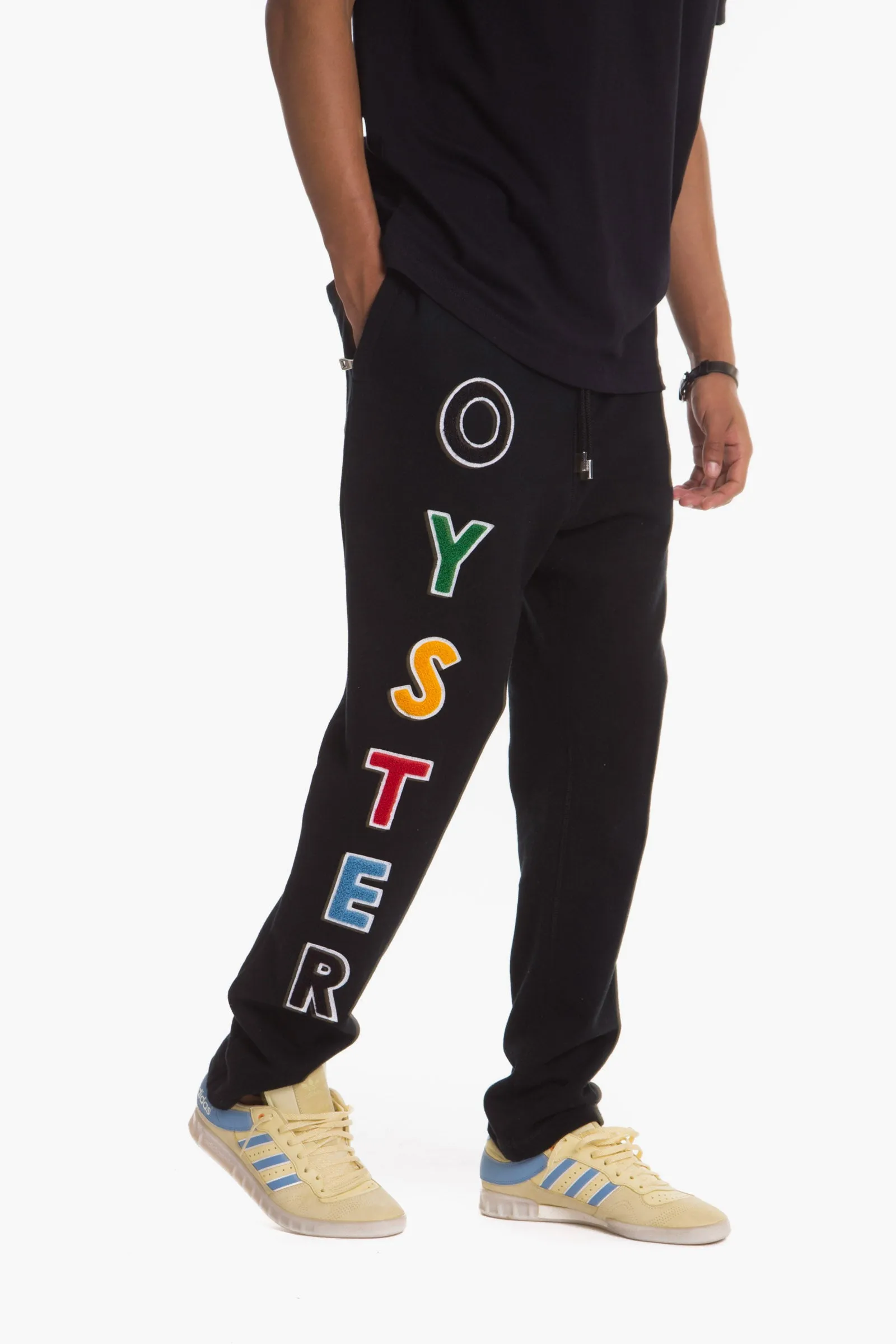 I Oyster logo chenille sweatpants ( blk / multi )