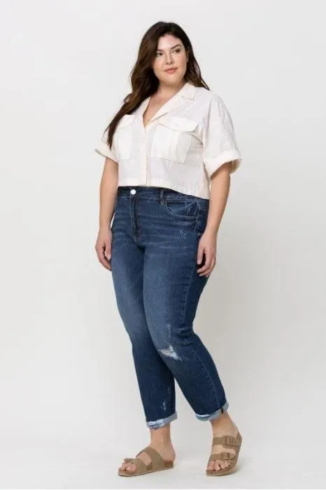 Johnna- Plus size distressed stretch boyfriend jean