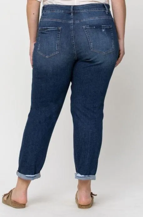 Johnna- Plus size distressed stretch boyfriend jean