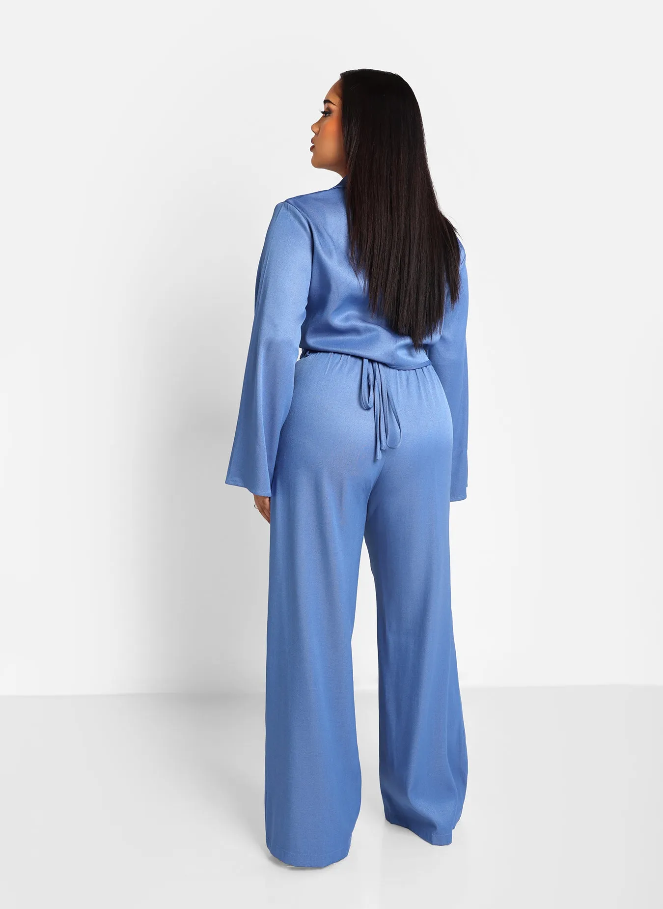 Jorja Wide Leg Trouser W. Pockets - Light Blue