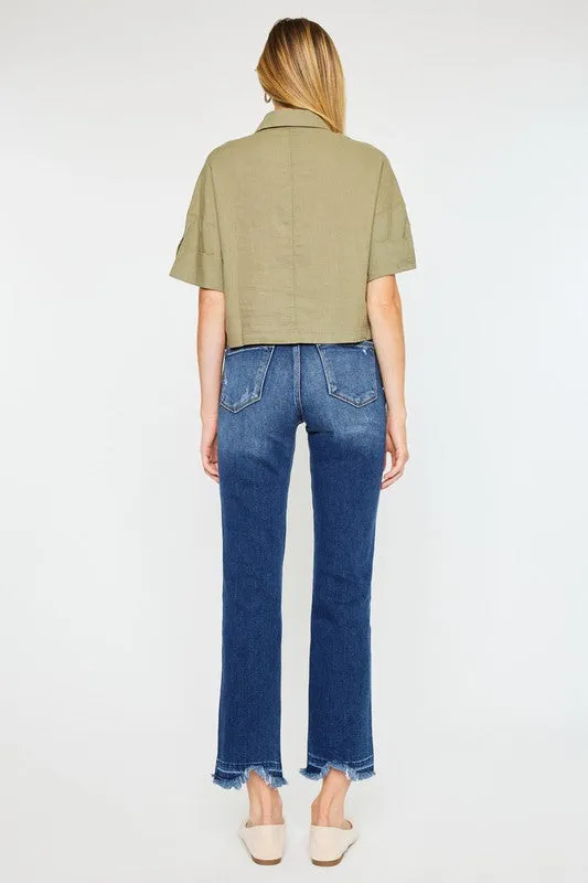 Kan Can High Rise Slim Straight Jeans