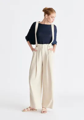 Linen Blend Detachable Suspender Trousers