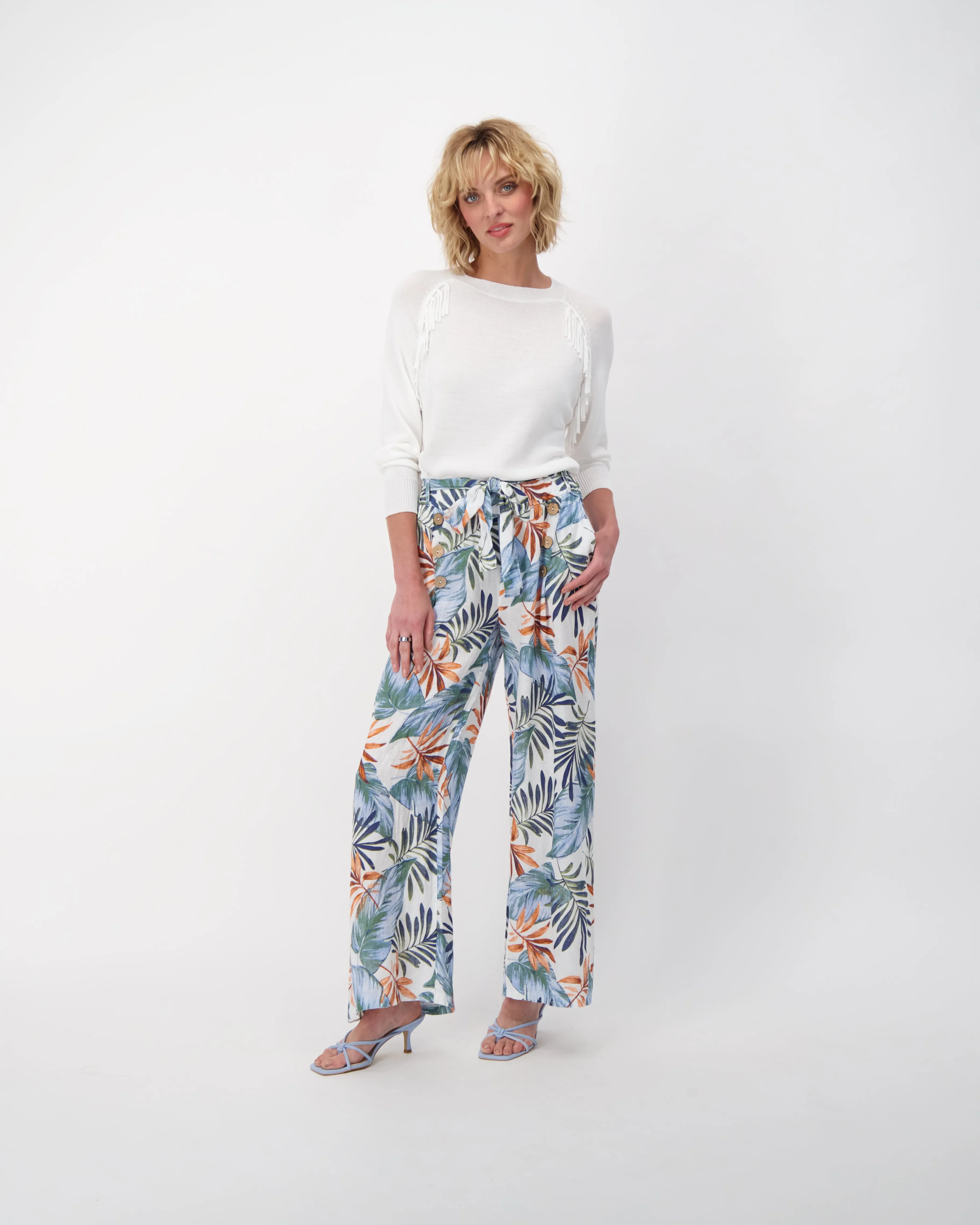 Linen Pleated Wide Leg Pants