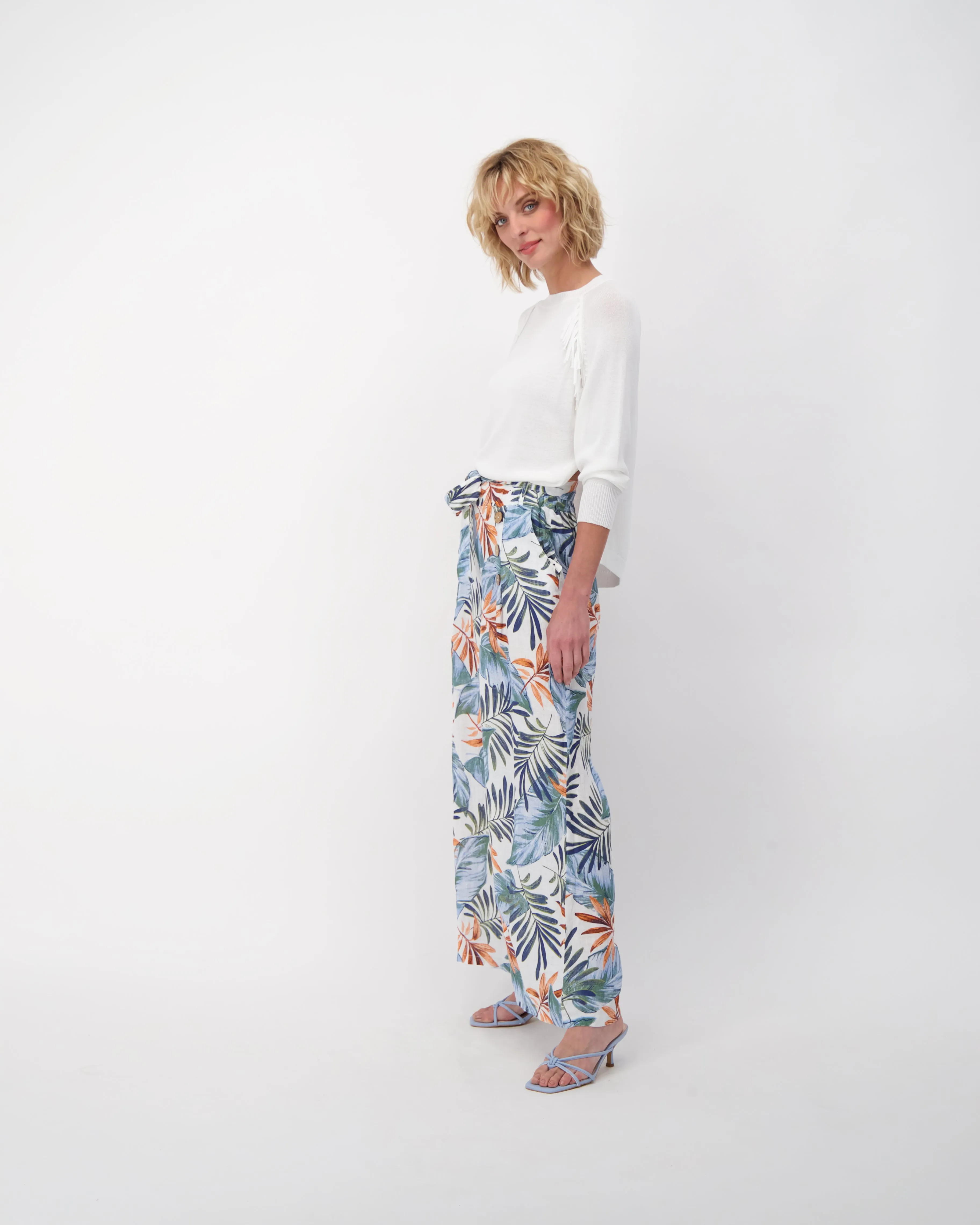 Linen Pleated Wide Leg Pants