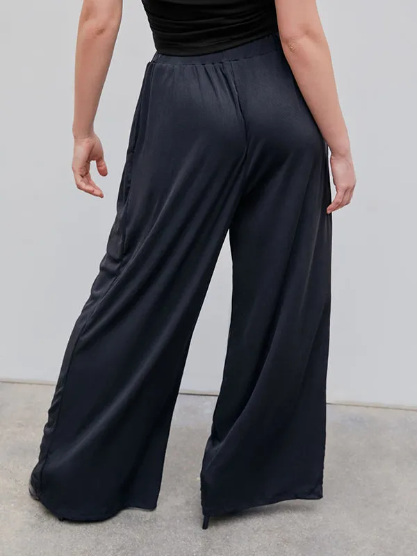 Loose Plus Size Elasticity Solid Color Split-Joint Pants Trousers