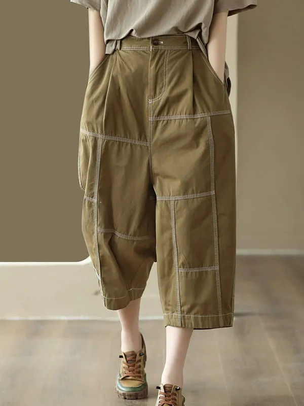 Loose Split-Joint Cropped Trousers Pants