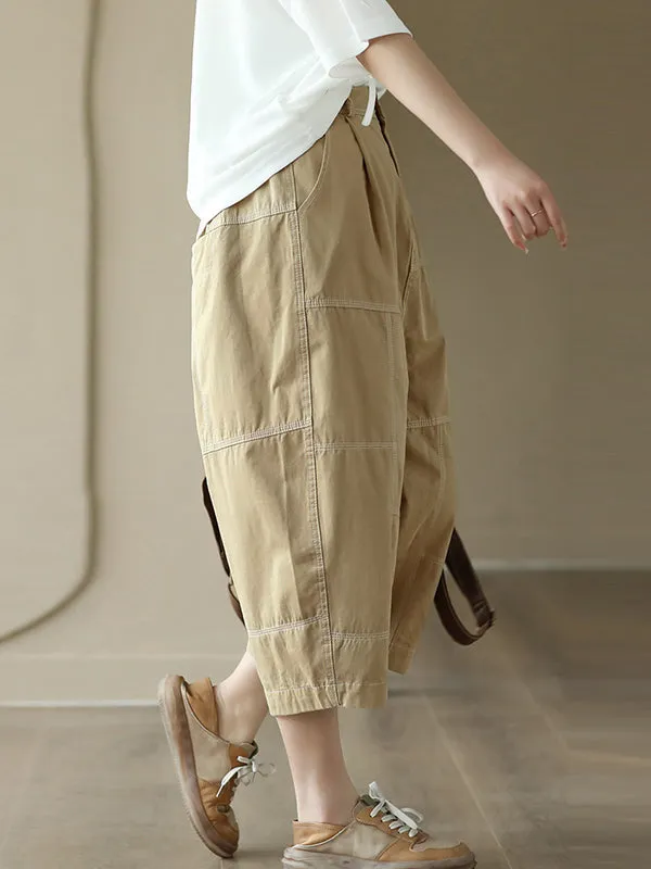 Loose Split-Joint Cropped Trousers Pants