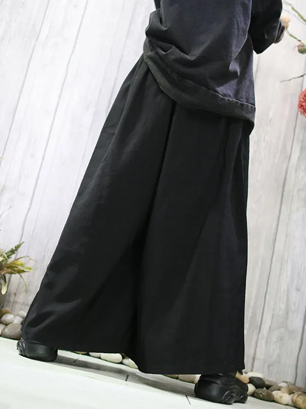 Loose Wide Leg Elasticity Solid Color Pants Trousers