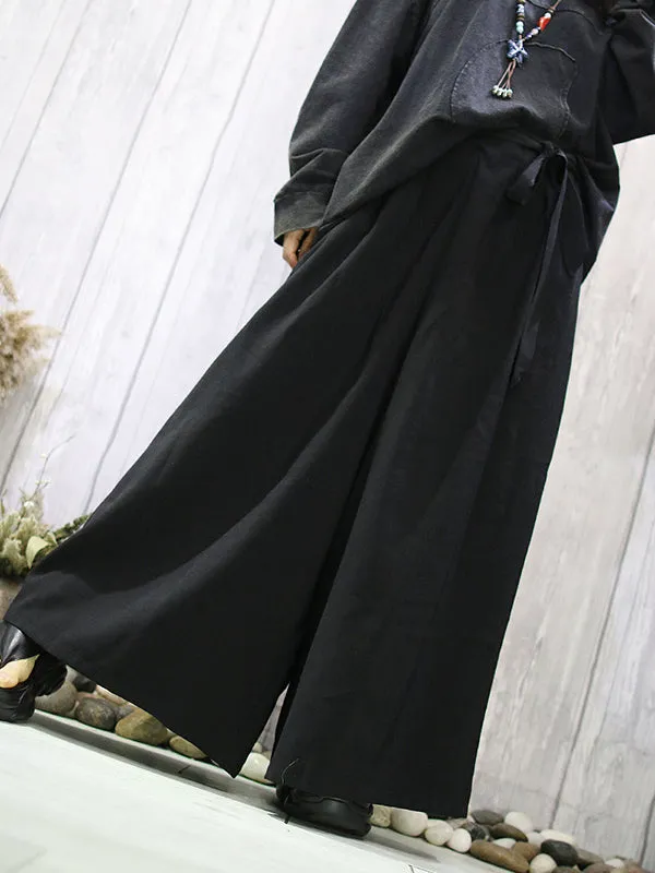 Loose Wide Leg Elasticity Solid Color Pants Trousers