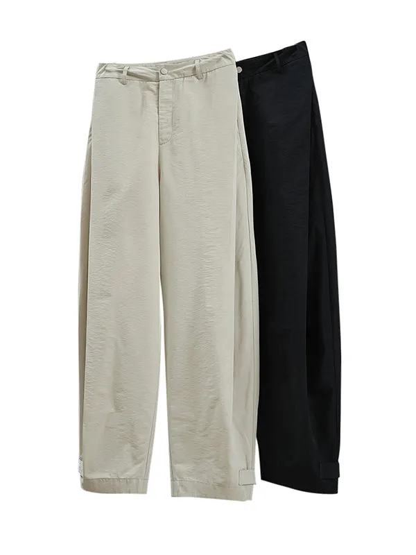 Loose Wide Leg High-Waisted Pleated Solid Color Casual Pants Bottoms Trousers