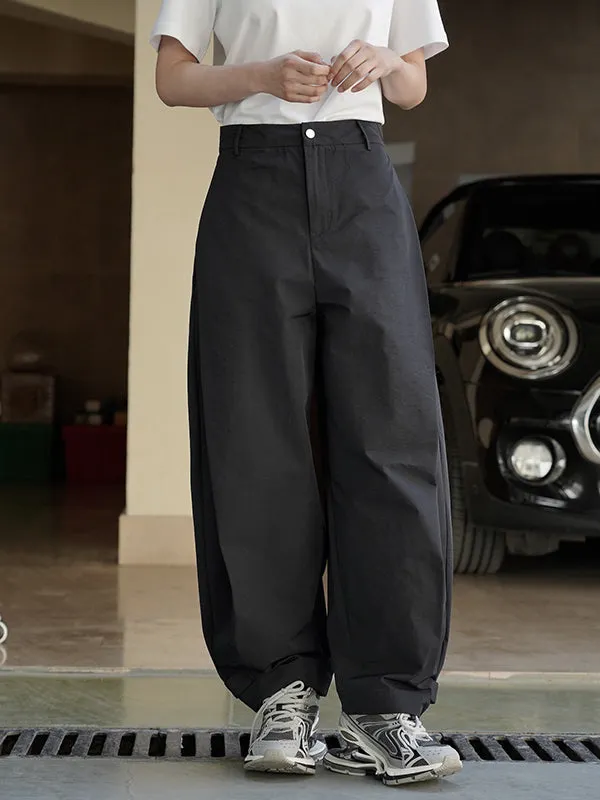 Loose Wide Leg High-Waisted Pleated Solid Color Casual Pants Bottoms Trousers