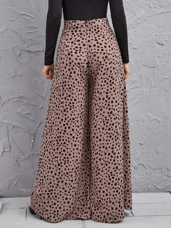 Loose Wide Leg Leopard Pants Trousers