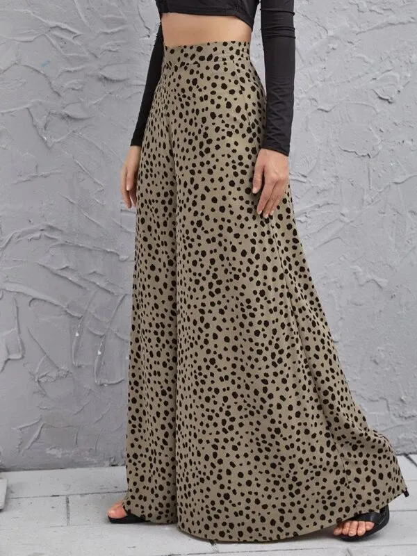 Loose Wide Leg Leopard Pants Trousers