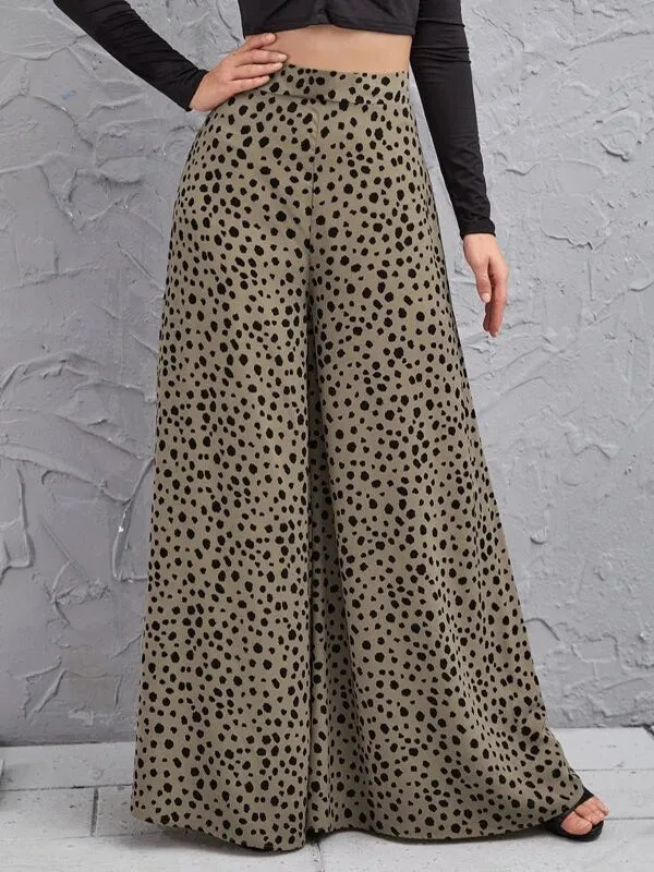 Loose Wide Leg Leopard Pants Trousers