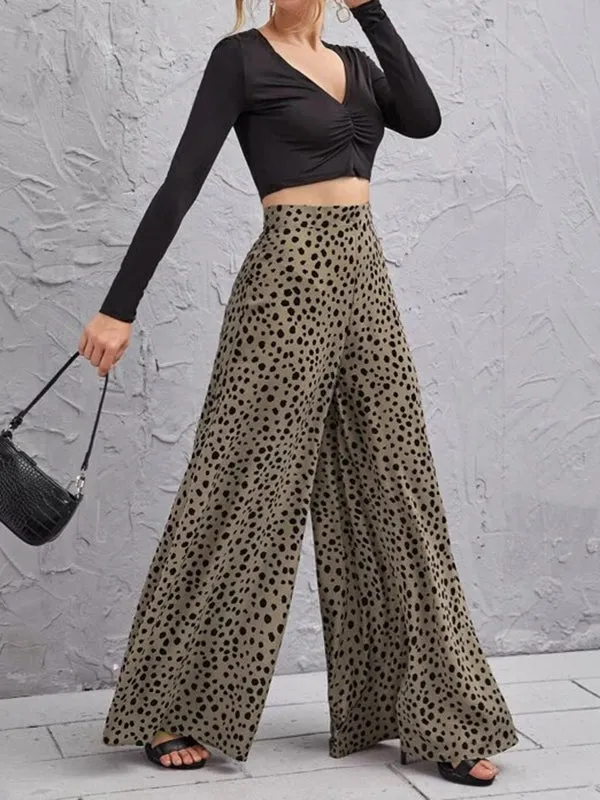 Loose Wide Leg Leopard Pants Trousers