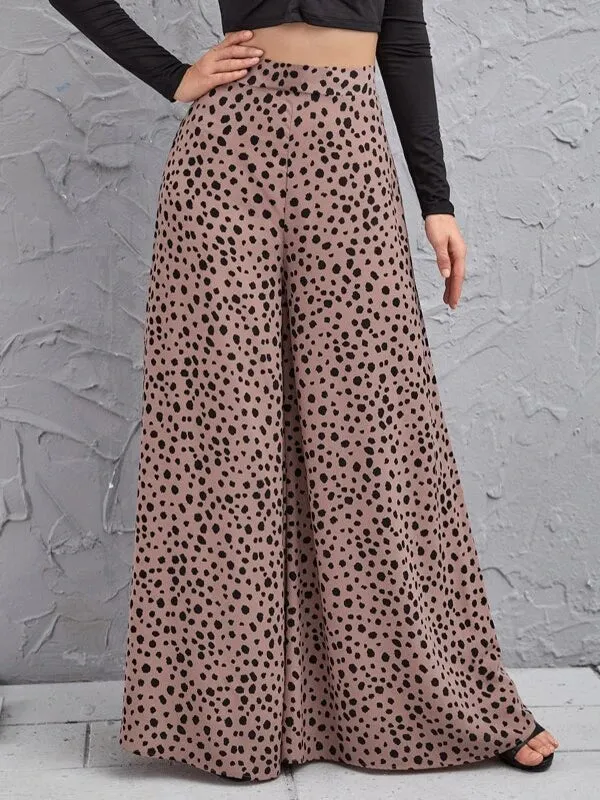 Loose Wide Leg Leopard Pants Trousers