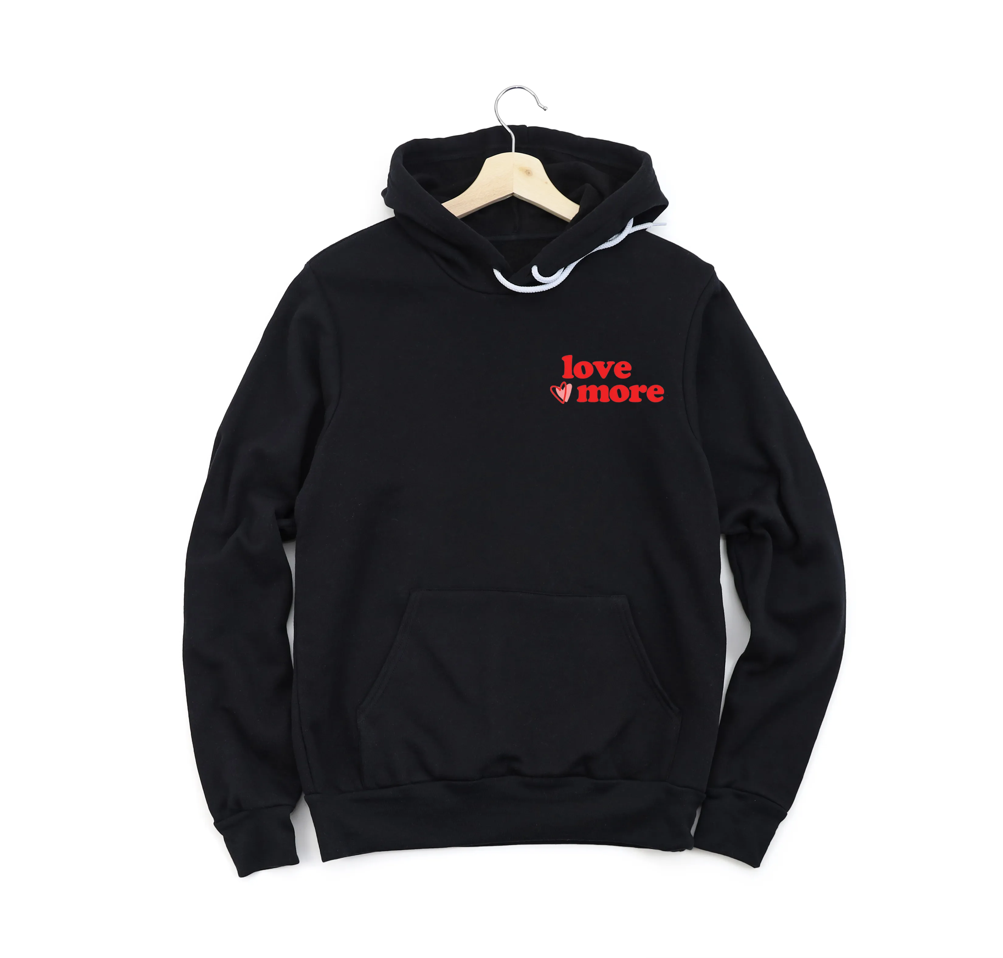 'love more' Unisex Soft Fleece Hoodie - Black