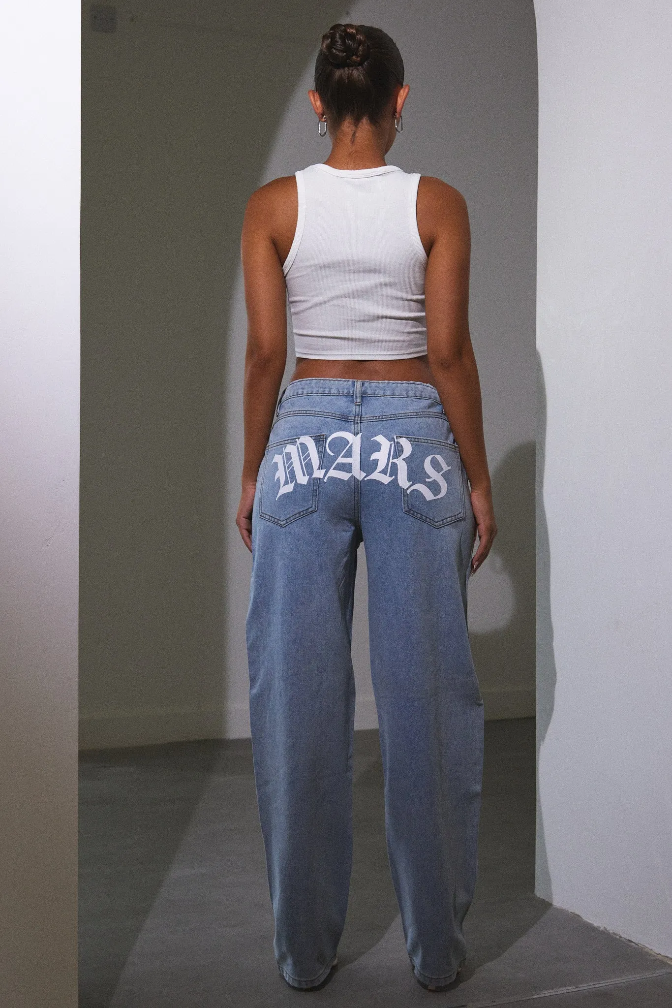 Mars print jeans - Light Wash