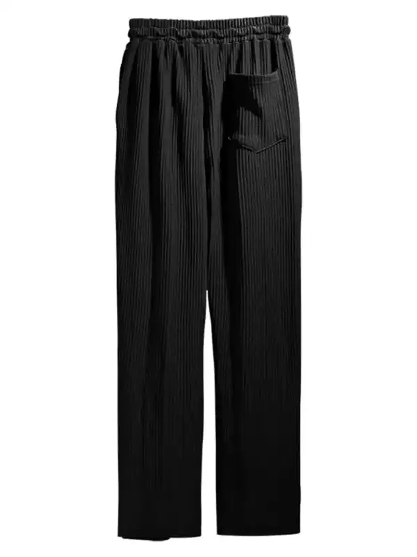 Men’s casual trousers, loose straight trousers, drapey striped high-waisted wide-leg trousers