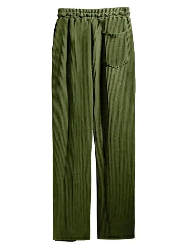 Men’s casual trousers, loose straight trousers, drapey striped high-waisted wide-leg trousers