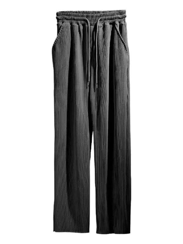 Men’s casual trousers, loose straight trousers, drapey striped high-waisted wide-leg trousers