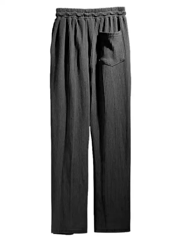 Men’s casual trousers, loose straight trousers, drapey striped high-waisted wide-leg trousers