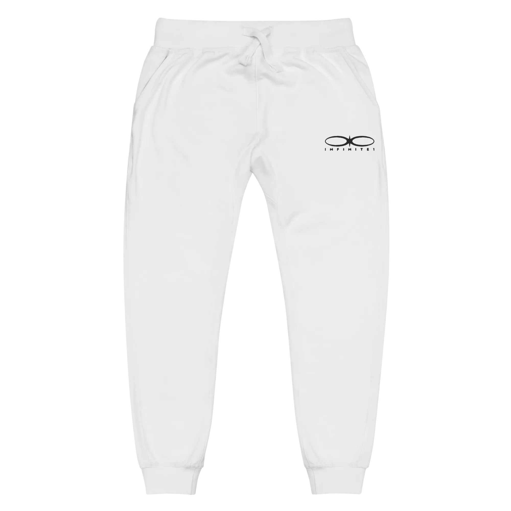 Men's Embroidered Logo White Fleece Sweatpants