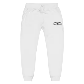 Men's Embroidered Logo White Fleece Sweatpants