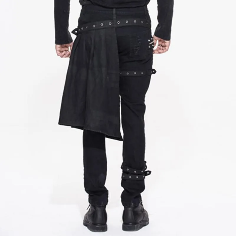 Men's Punk Distressed Jeans with peplum