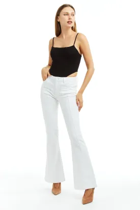 Mid Rise Sexy Flare Front Panel Jean In White