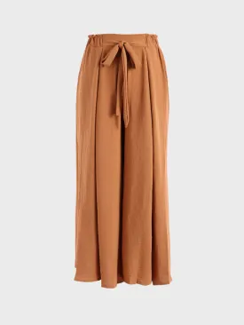 Midsize Wide-Leg Pleated Nattily Pants with Split-Front