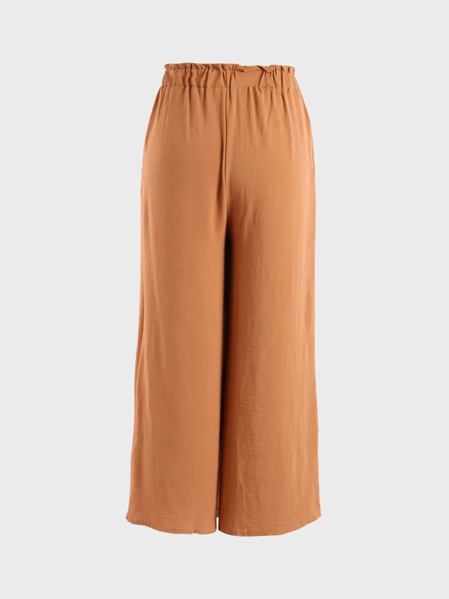 Midsize Wide-Leg Pleated Nattily Pants with Split-Front