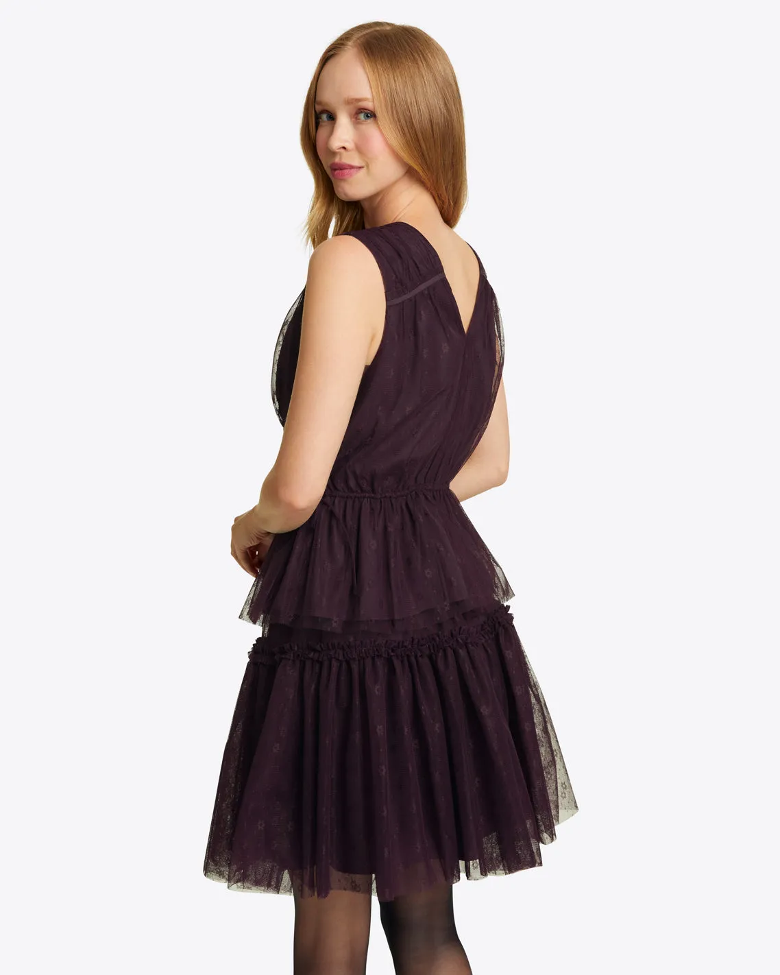 Morgan Top in Plum Tulle