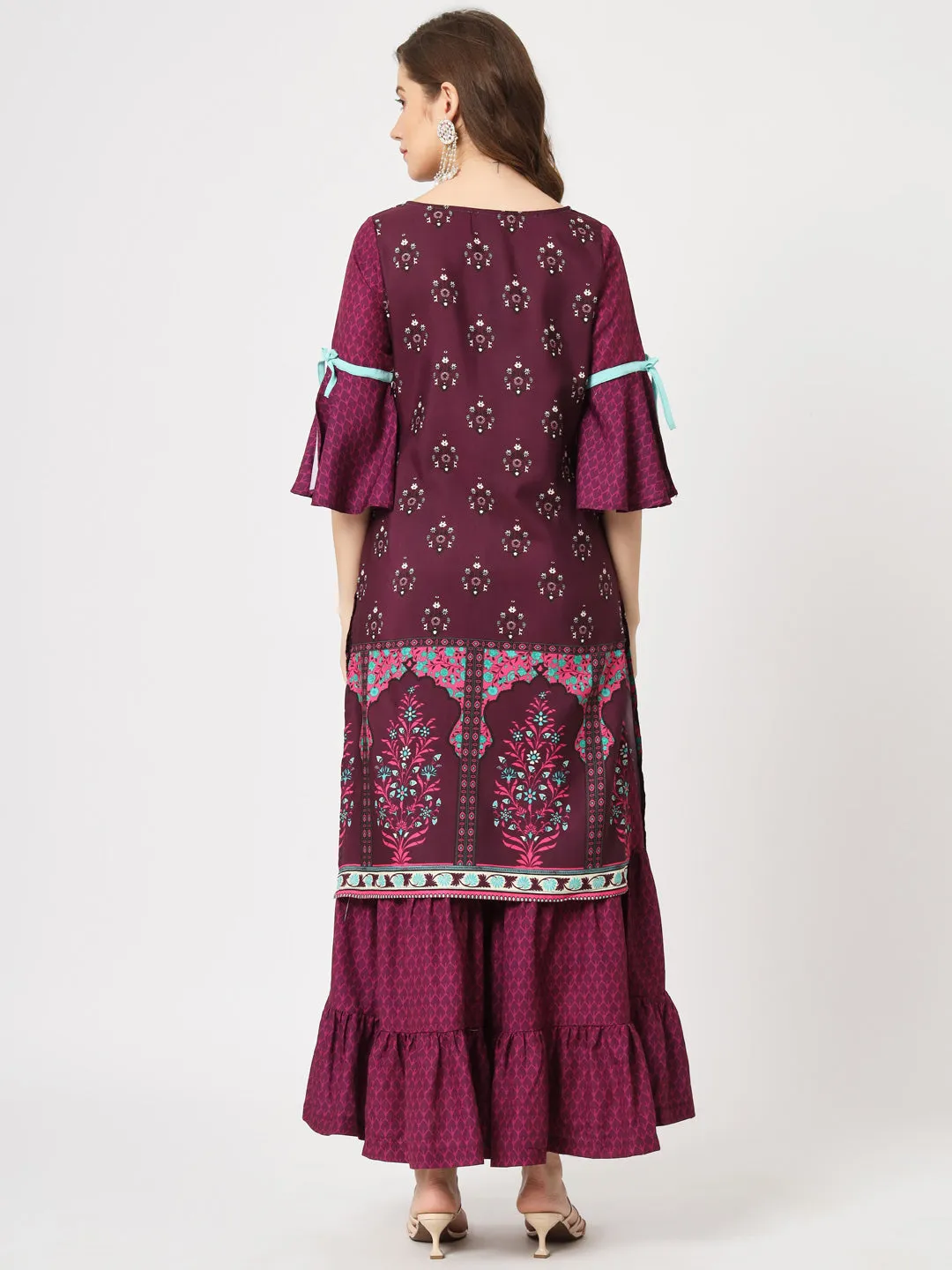 Mughal Printed Kurta With Sharara Pants