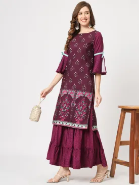 Mughal Printed Kurta With Sharara Pants