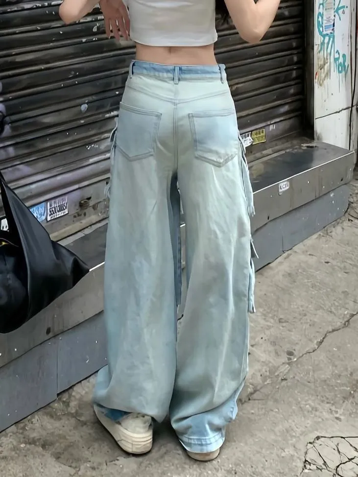 Multi-Pocket cargo Wide Leg Jeans