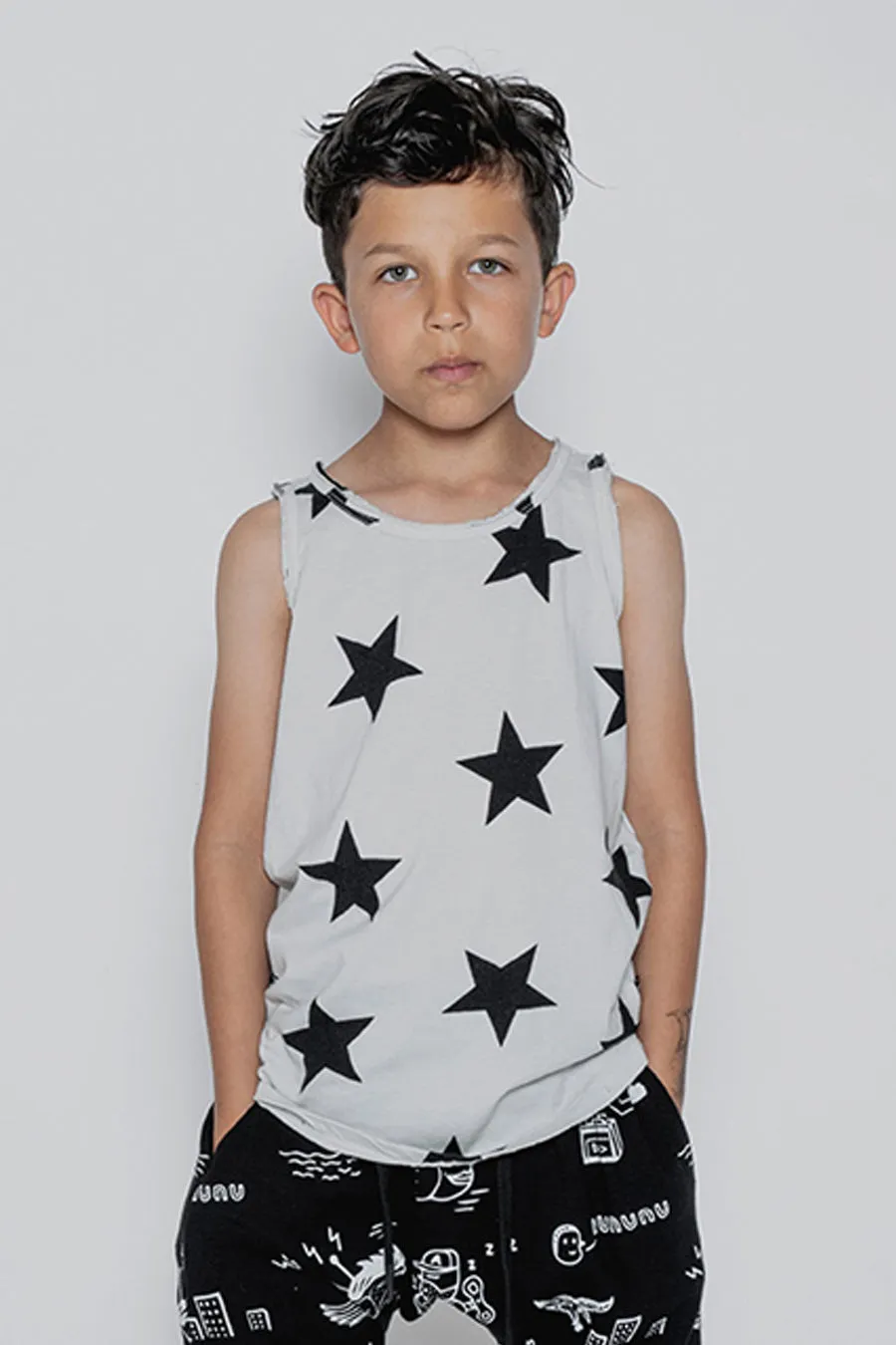 Nununu Star Kids Tank Shirt - Ice Grey