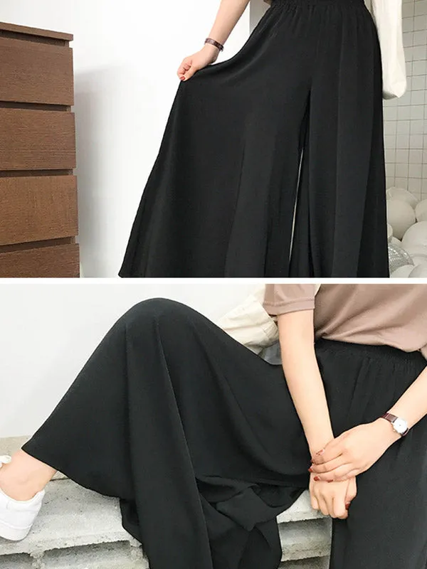 Original Solid Column Wide Leg Pants