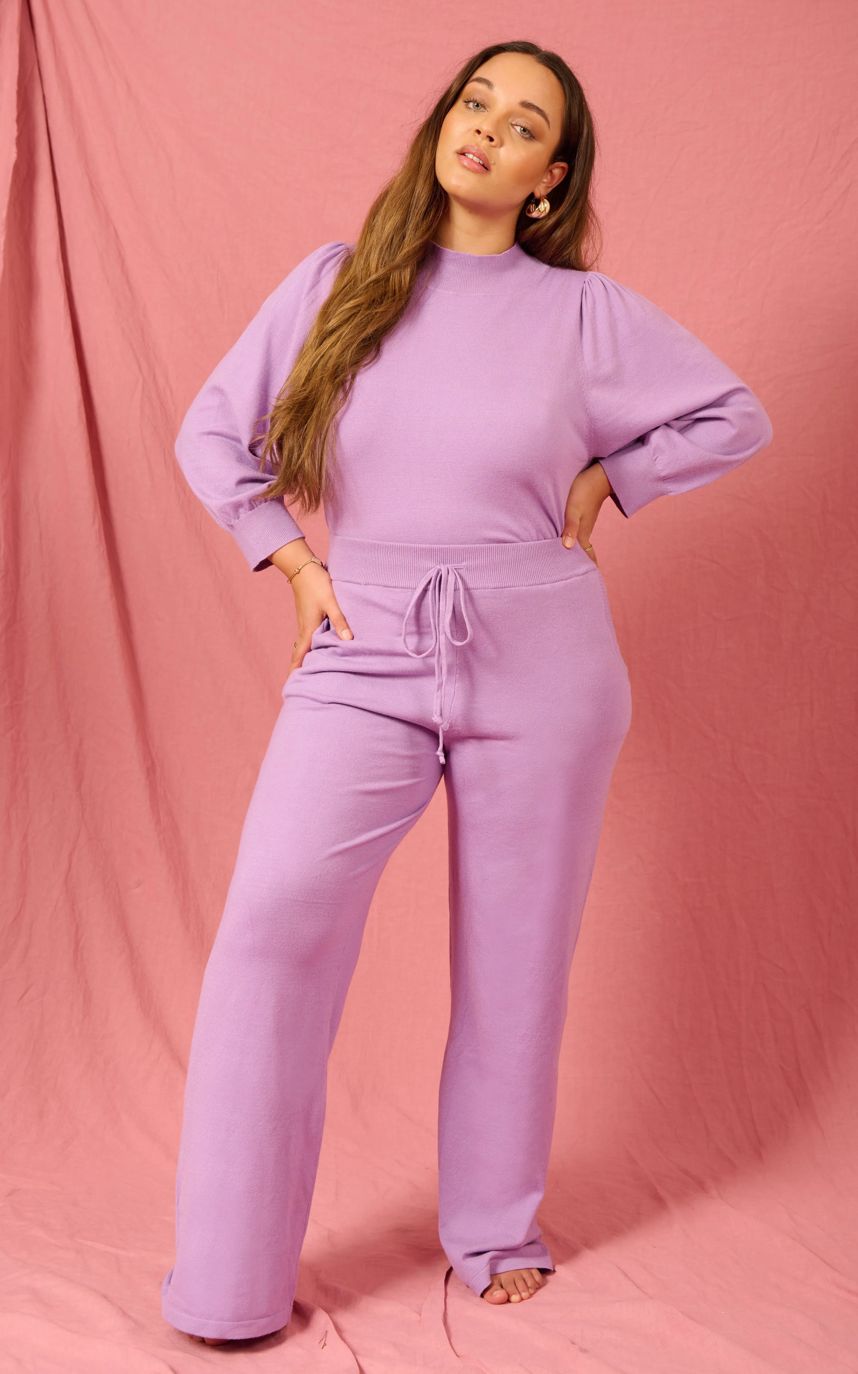 Oslo Knitted Trouser in Pastel Purple