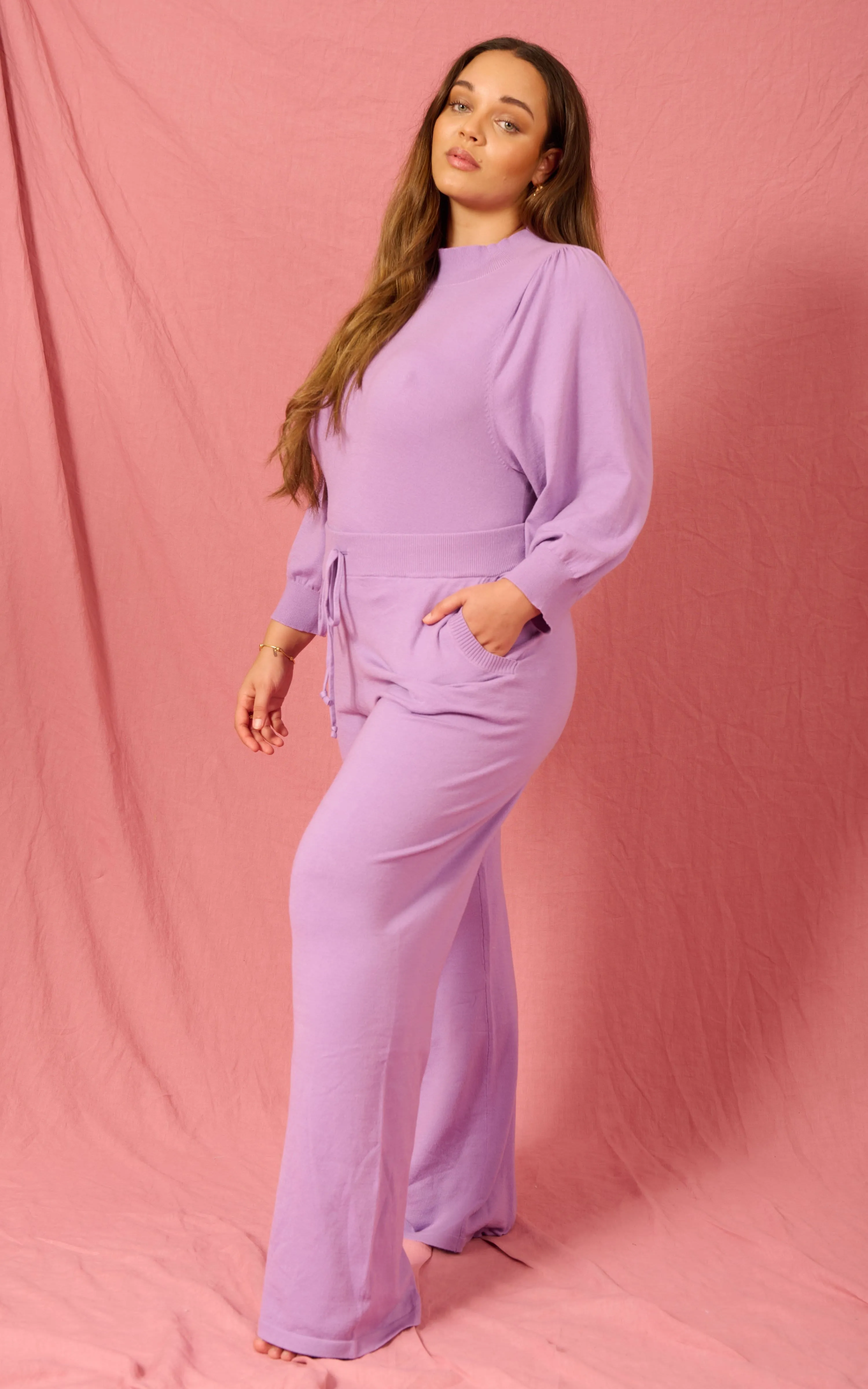 Oslo Knitted Trouser in Pastel Purple