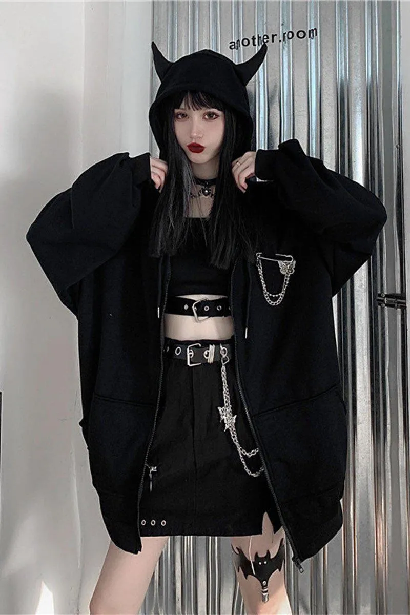 Oversized Black Zip Up Hoodie