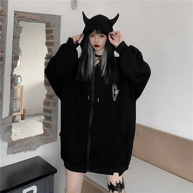 Oversized Black Zip Up Hoodie