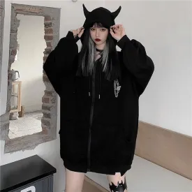 Oversized Black Zip Up Hoodie