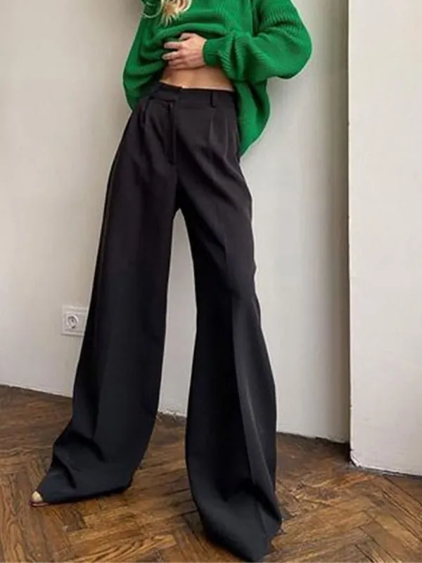 Pants Straight High Waist Floor Dragging Casual Wide Leg Pants for Women