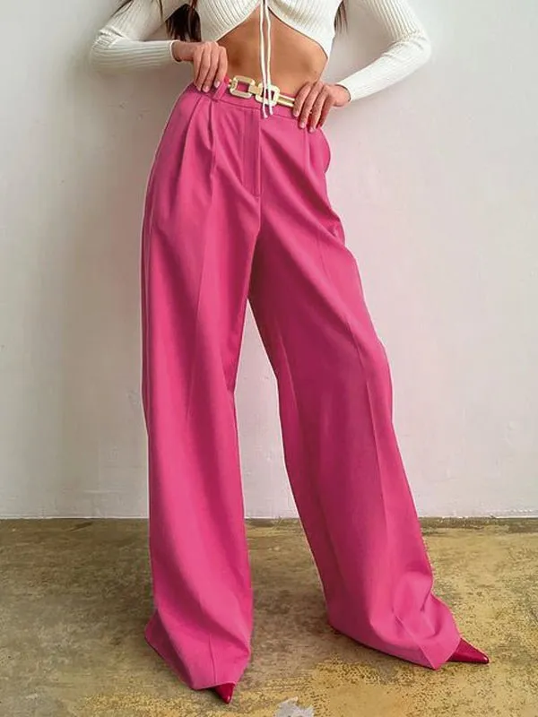 Pants Straight High Waist Floor Dragging Casual Wide Leg Pants for Women