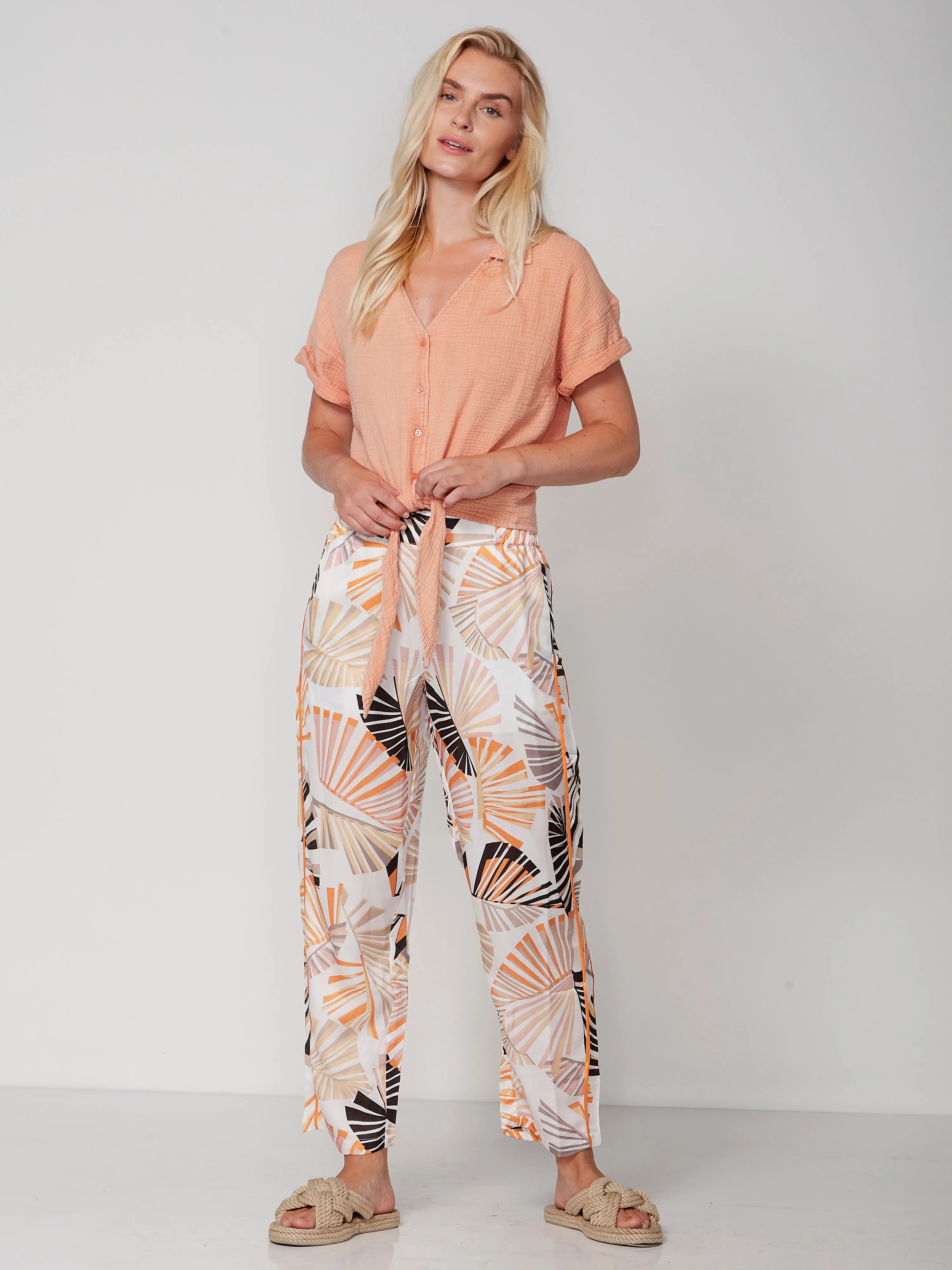 PENNY patterned trousers 7/8 - Hot Orange mix