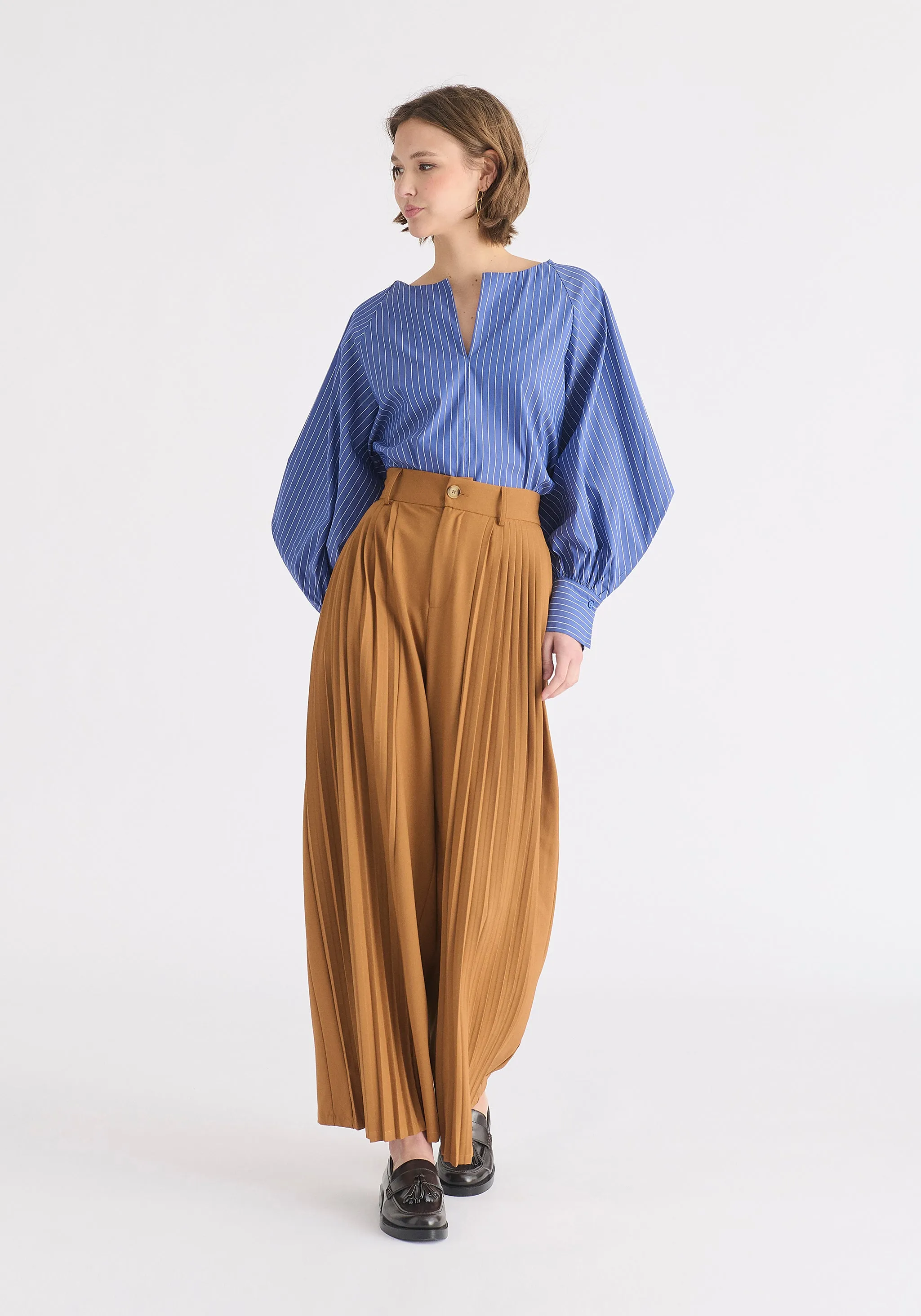 Pleated Wide Leg Trousers