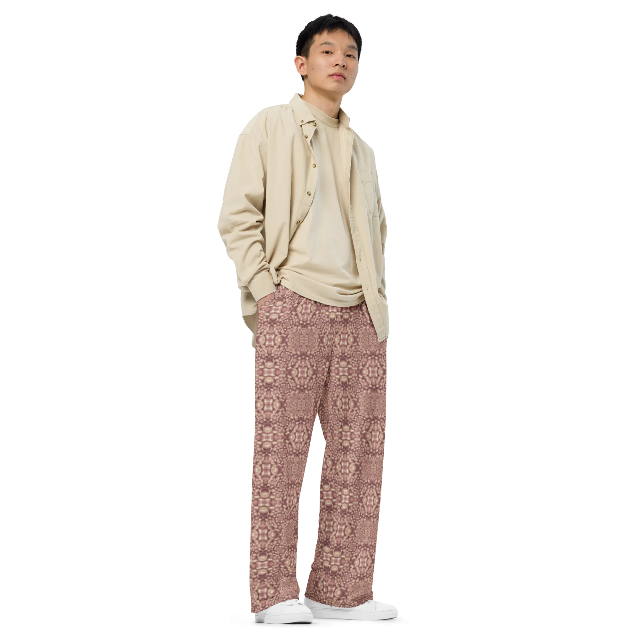 Recursia Indranet Men's Wide Leg Pants In Pink