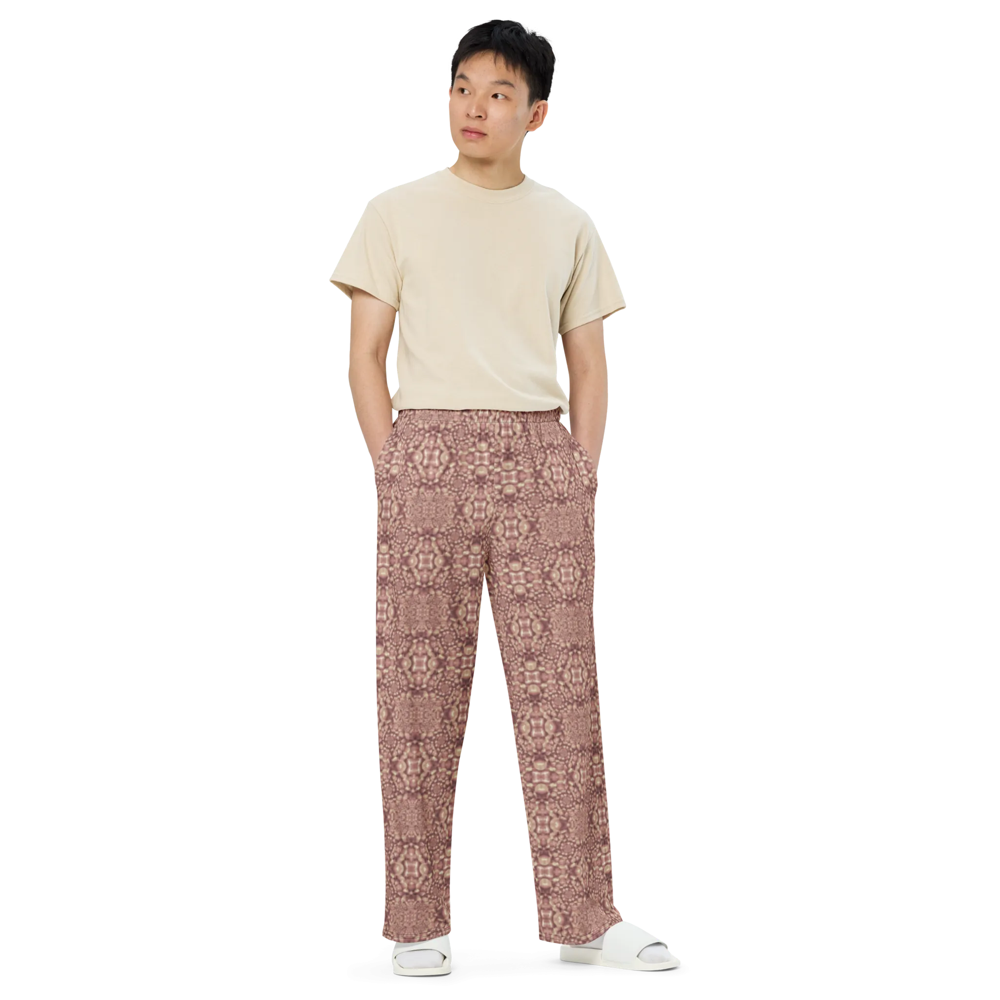 Recursia Indranet Men's Wide Leg Pants In Pink