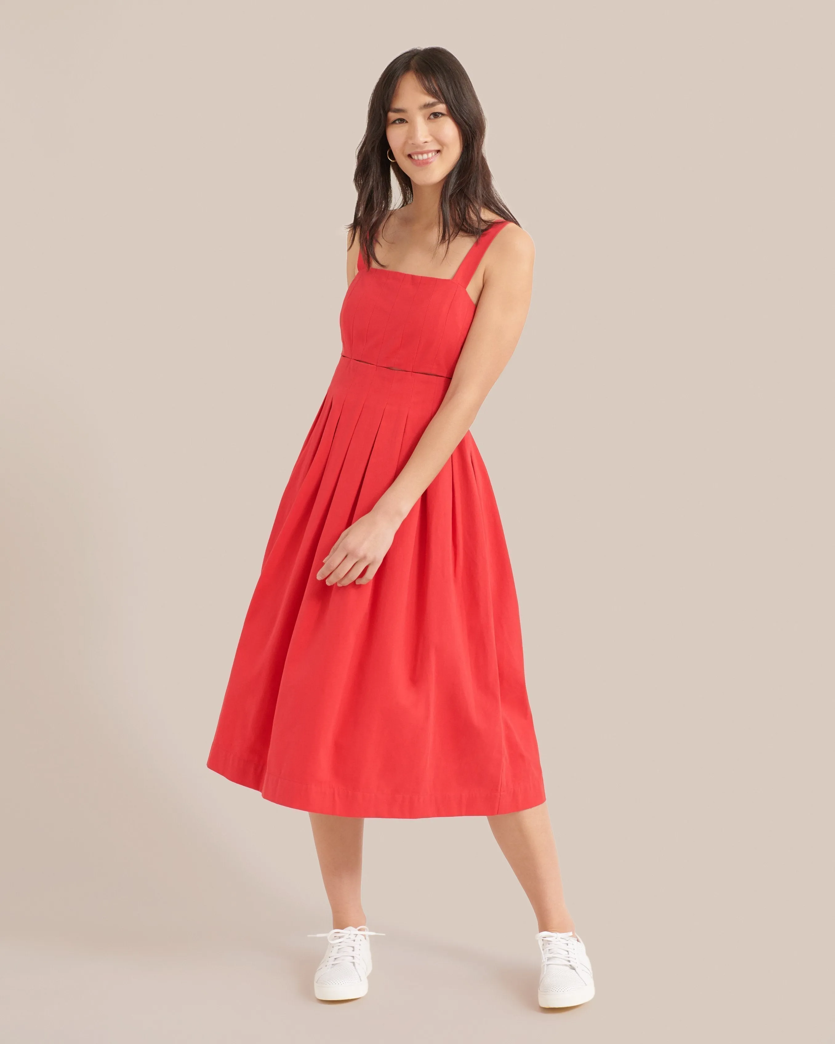 Sadie Tie-Back Pleated Midi Dress